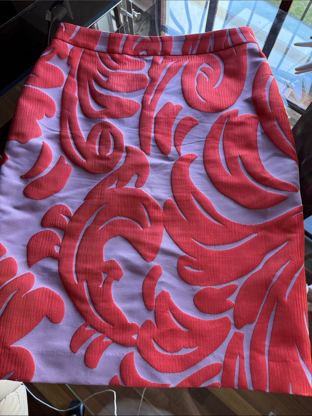 Ann Taylor Red and Lavender A-Line Skirt